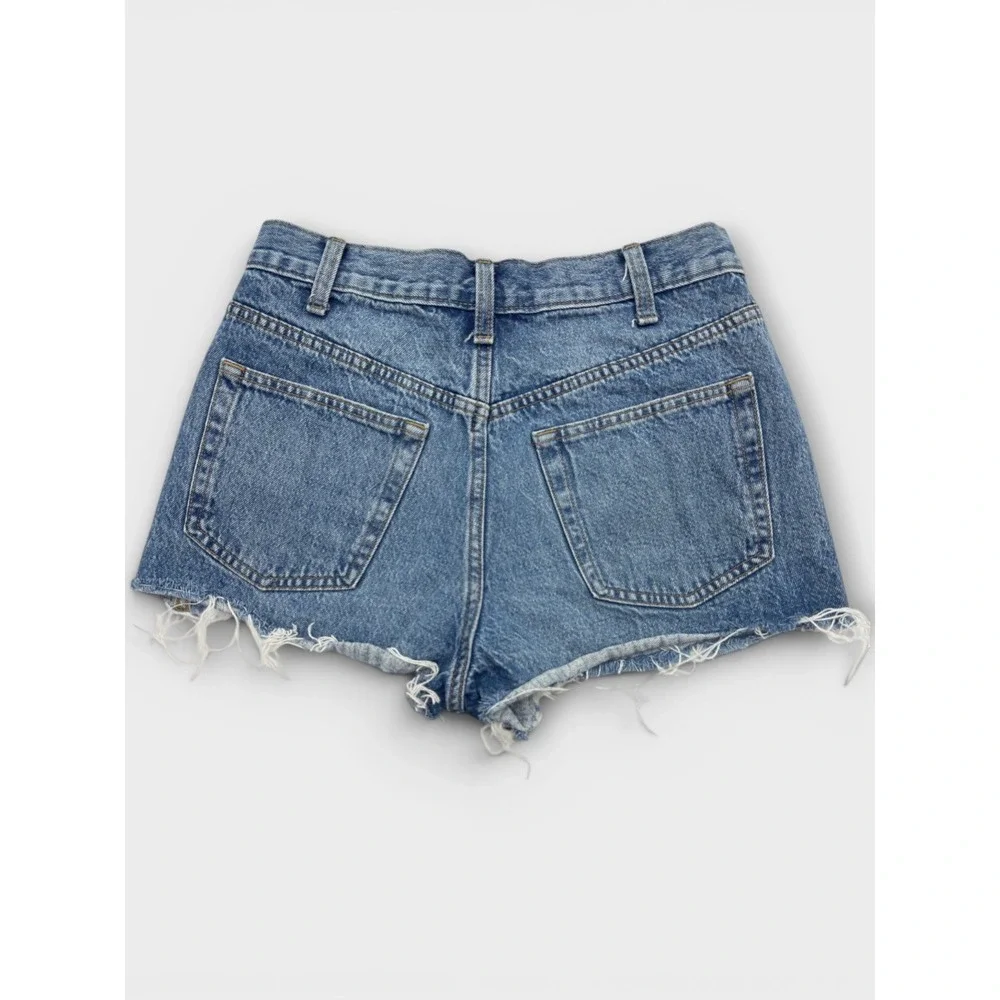 Universal Thread High Rise Mini Shorts 8 Distressed Denim Y2K Beach Festival